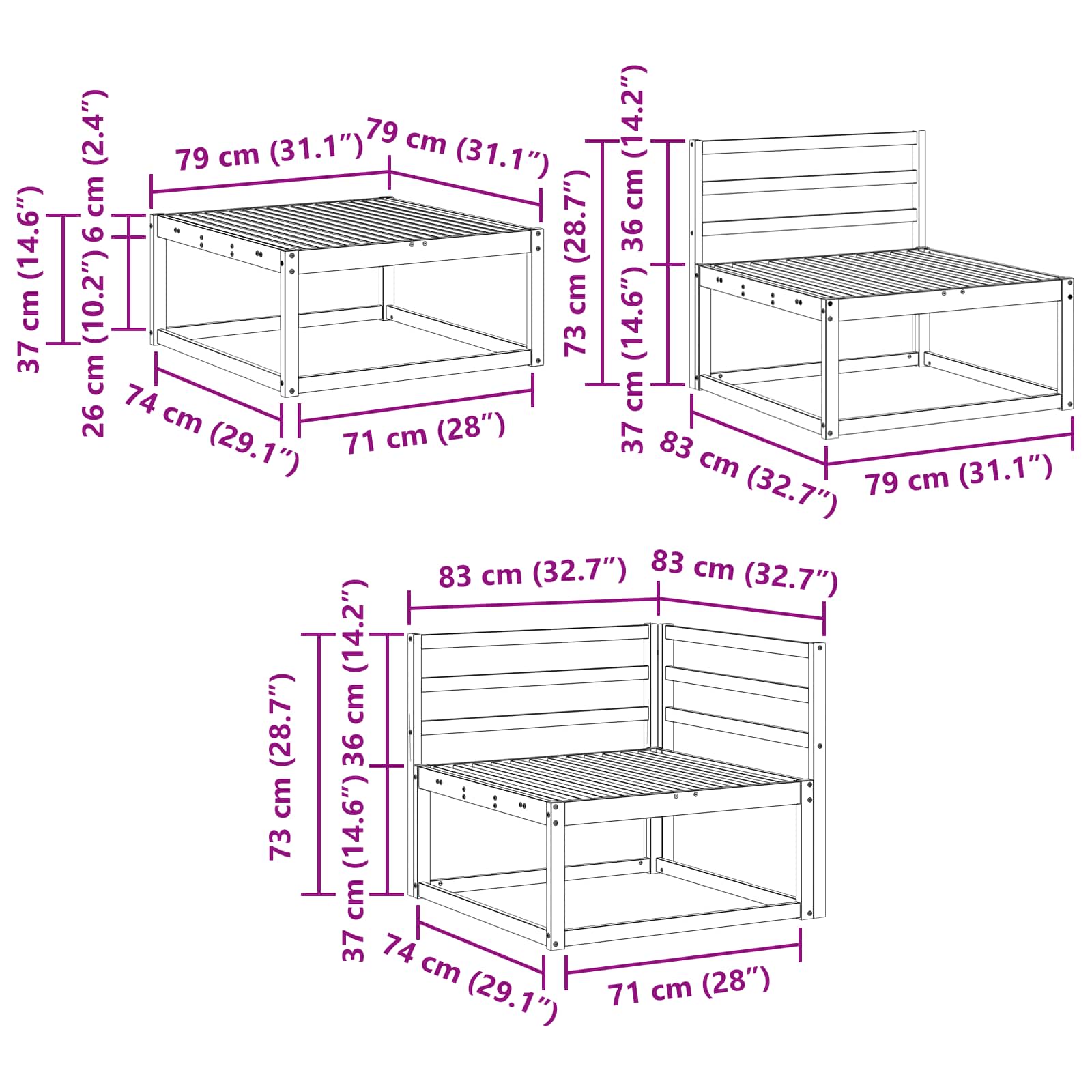 Buiten bankenset 8 pcs Naturel Massief Acaciahout image 10