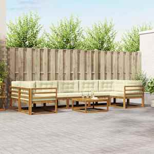 Zunanja garnitura za sedenje z blazino 8 pcs Naravna in smetana