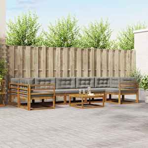 Zunanja garnitura za sedenje 8 pcs Naravna in svetlo siva