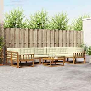 Zunanja garnitura za sedenje z blazino 8 pcs Naravna in smetana