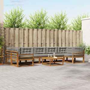 Zunanja garnitura za sedenje 8 pcs Naravna in svetlo siva