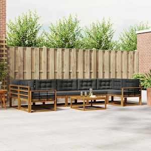 Zunanja garnitura za sedenje 8 pcs Naravna in antracitna