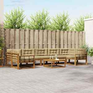 Zunanja garnitura za sedenje z blazino 8 pcs Naravna in bež