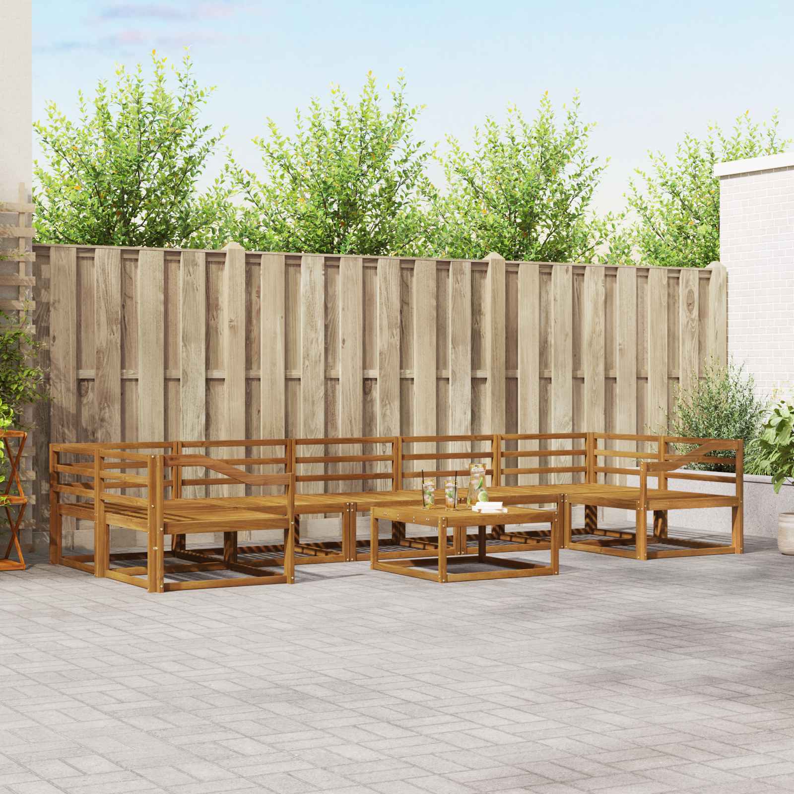 Buiten bankenset 8 pcs Naturel Massief Acaciahout image 1