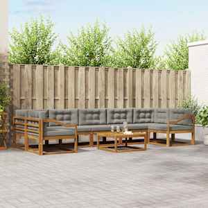 Zunanja garnitura za sedenje 8 pcs Naravna in svetlo siva