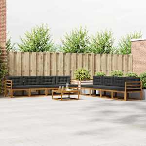 Zunanja garnitura za sedenje 9 pcs Naravna in antracitna