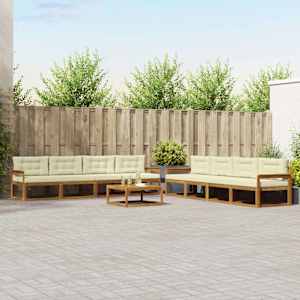 Zunanja garnitura za sedenje z blazino 9 pcs Naravna in smetana