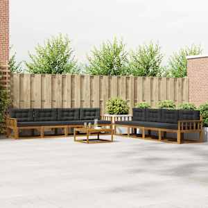 Zunanja garnitura za sedenje 9 pcs Naravna in antracitna