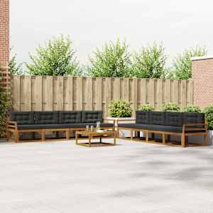 Zunanja garnitura za sedenje 9 pcs Naravna in antracitna