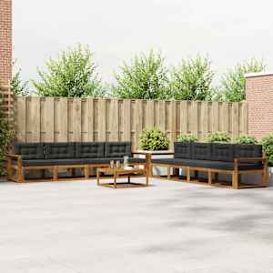 Zunanja garnitura za sedenje 9 pcs Naravna in antracitna