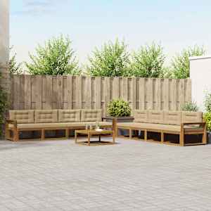 Zunanja garnitura za sedenje z blazino 9 pcs Naravna in bež