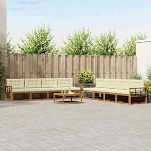 Zunanja garnitura za sedenje z blazino 9 pcs Naravna in smetana