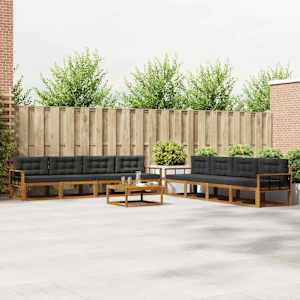 Zunanja garnitura za sedenje 9 pcs Naravna in antracitna