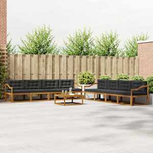 Zunanja garnitura za sedenje 9 pcs Naravna in antracitna