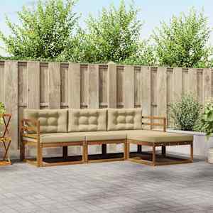 Zunanja garnitura za sedenje z blazino 4 pcs Naravna in bež