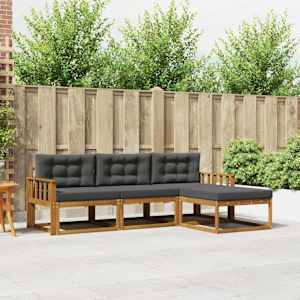 Zunanja garnitura za sedenje 4 pcs Naravna in antracitna