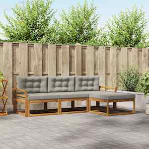 Zunanja garnitura za sedenje 4 pcs Naravna in svetlo siva