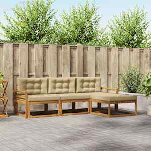 Zunanja garnitura za sedenje z blazino 4 pcs Naravna in bež