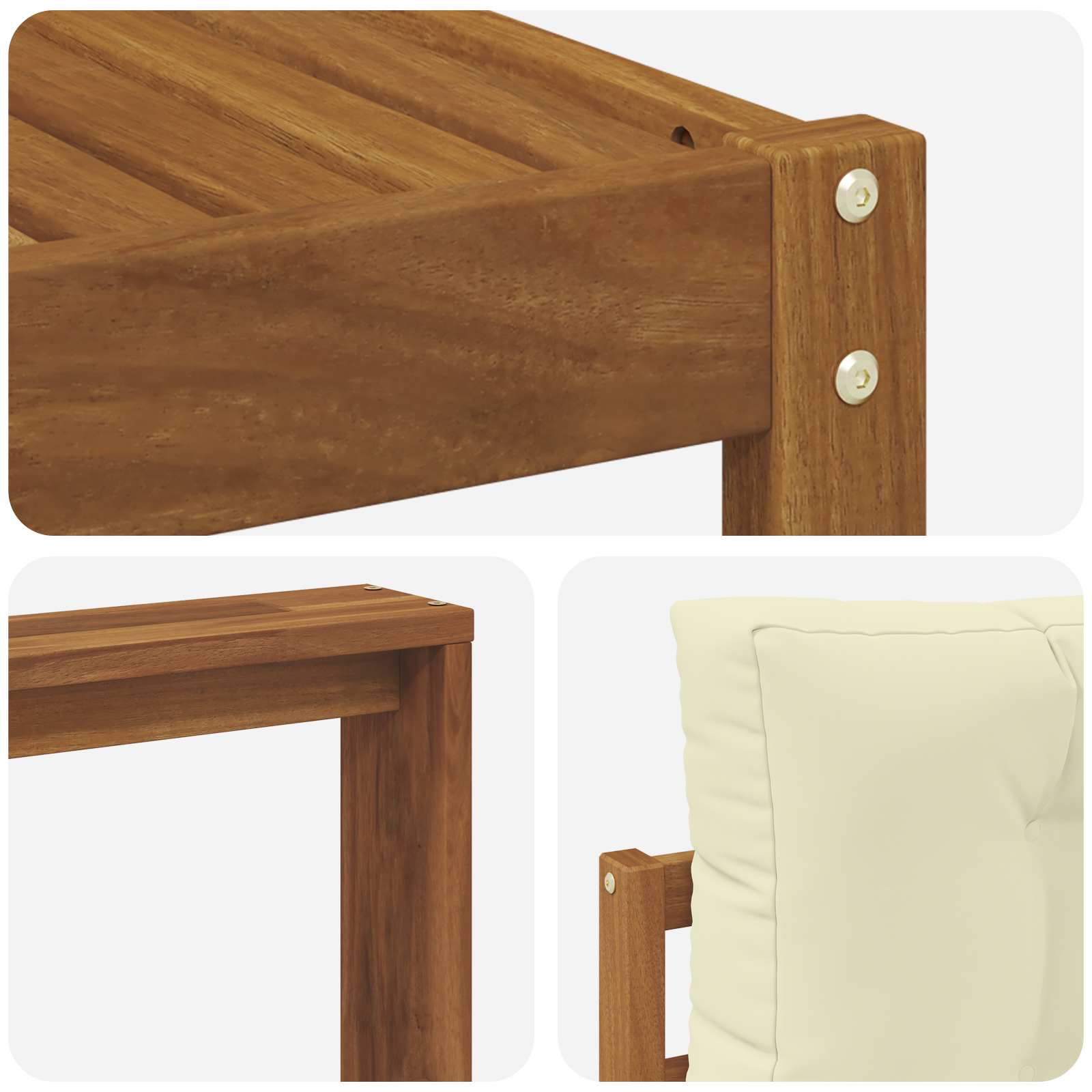 Zunanja garnitura za sedenje z blazino 4 pcs Naravna in smetana - slika 5