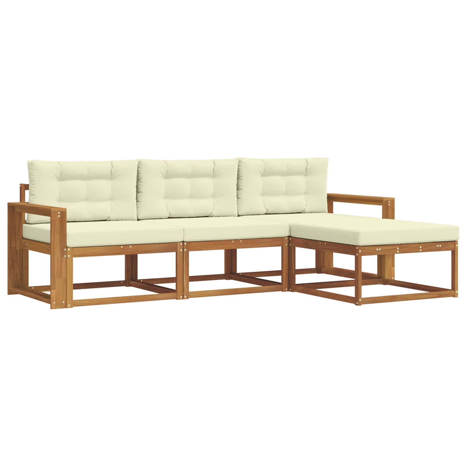 Zunanja garnitura za sedenje z blazino 4 pcs Naravna in smetana - slika 2