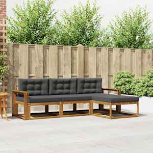 Zunanja garnitura za sedenje 4 pcs Naravna in antracitna