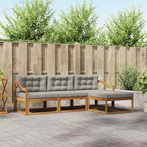 Zunanja garnitura za sedenje 4 pcs Naravna in svetlo siva