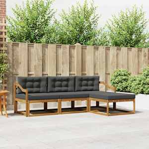 Zunanja garnitura za sedenje 4 pcs Naravna in antracitna