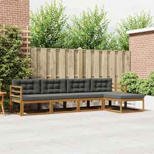 Zunanja garnitura za sedenje 5 pcs Naravna in antracitna