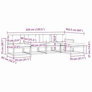 Venkovní pohovková souprava 5 pcs Přírodní a světle šedá - obrázek 8