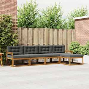 Zunanja garnitura za sedenje 5 pcs Naravna in antracitna