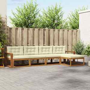 Zunanja garnitura za sedenje z blazino 5 pcs Naravna in smetana