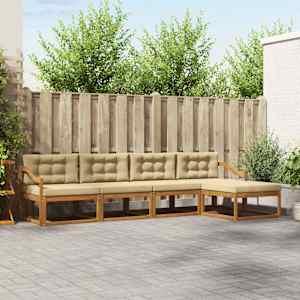 Zunanja garnitura za sedenje z blazino 5 pcs Naravna in bež