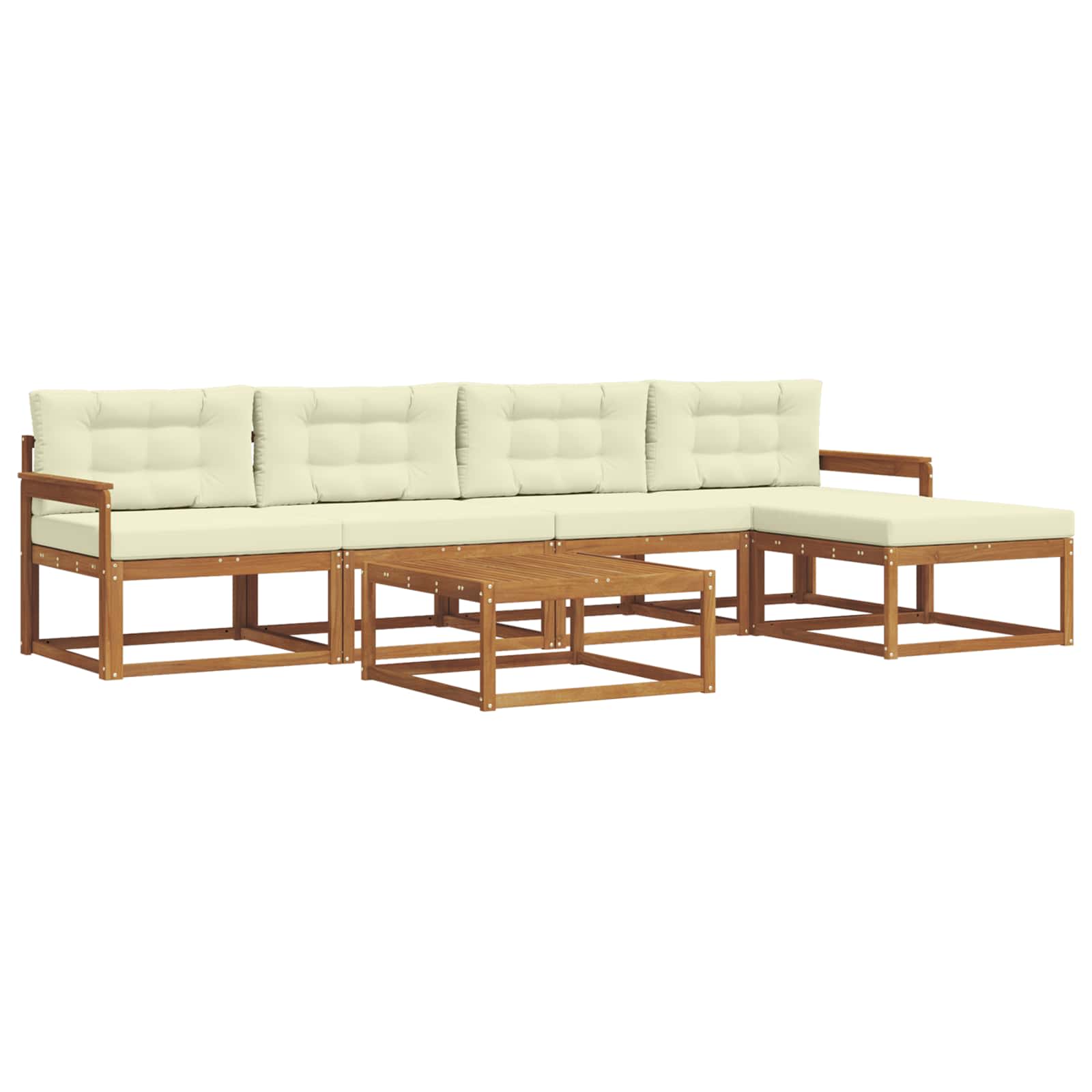 Zunanja garnitura za sedenje z blazino 6 pcs Naravna in smetana - slika 2