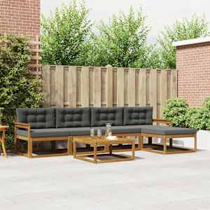 Zunanja garnitura za sedenje 6 pcs Naravna in antracitna