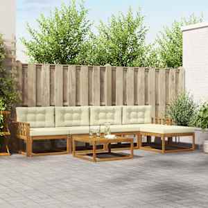 Zunanja garnitura za sedenje z blazino 6 pcs Naravna in smetana