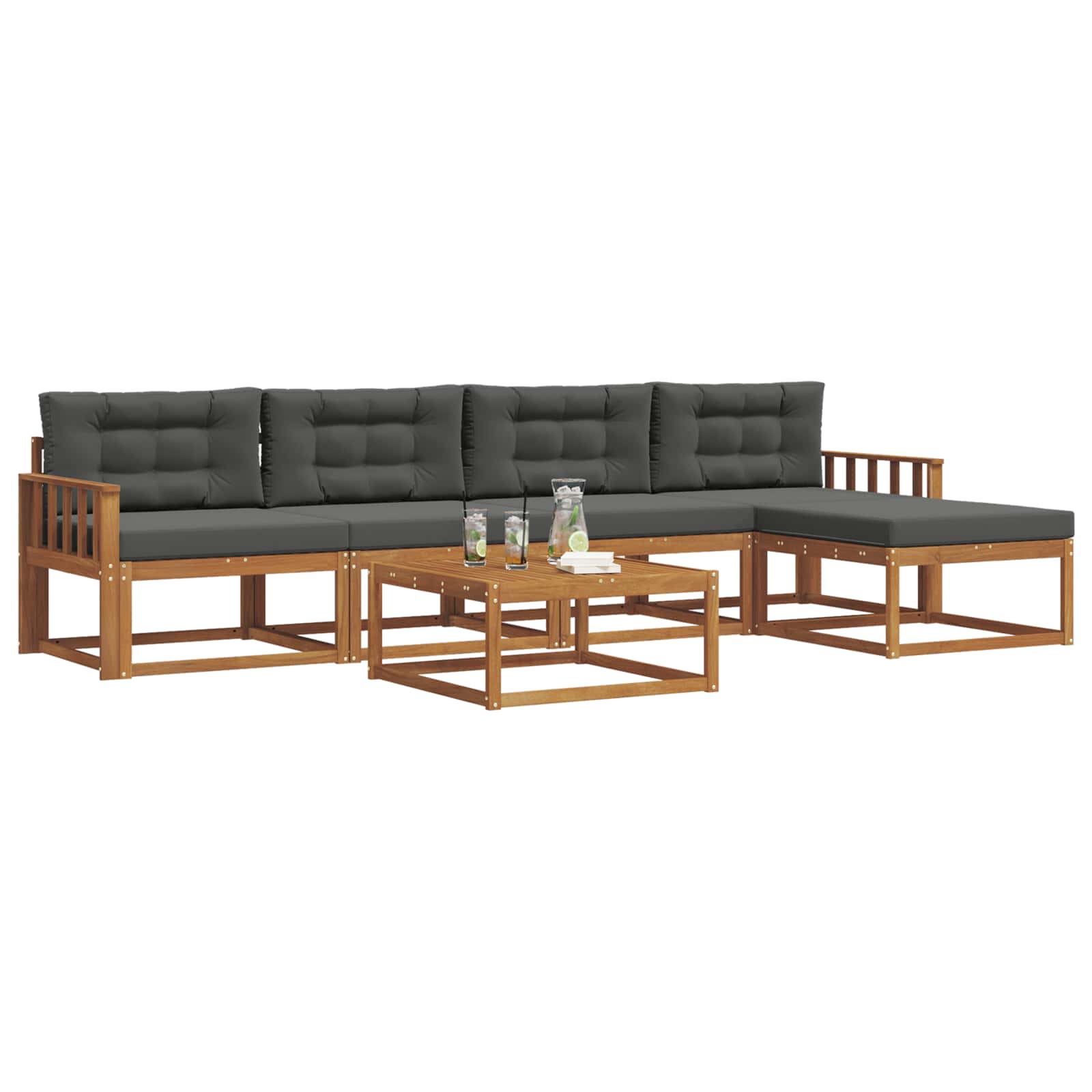 Zunanja garnitura za sedenje 6 pcs Naravna in antracitna - slika 3