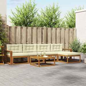 Zunanja garnitura za sedenje z blazino 6 pcs Naravna in smetana