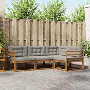 Zunanja garnitura za sedenje 4 pcs Naravna in svetlo siva