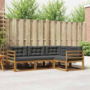 Zunanja garnitura za sedenje 4 pcs Naravna in antracitna