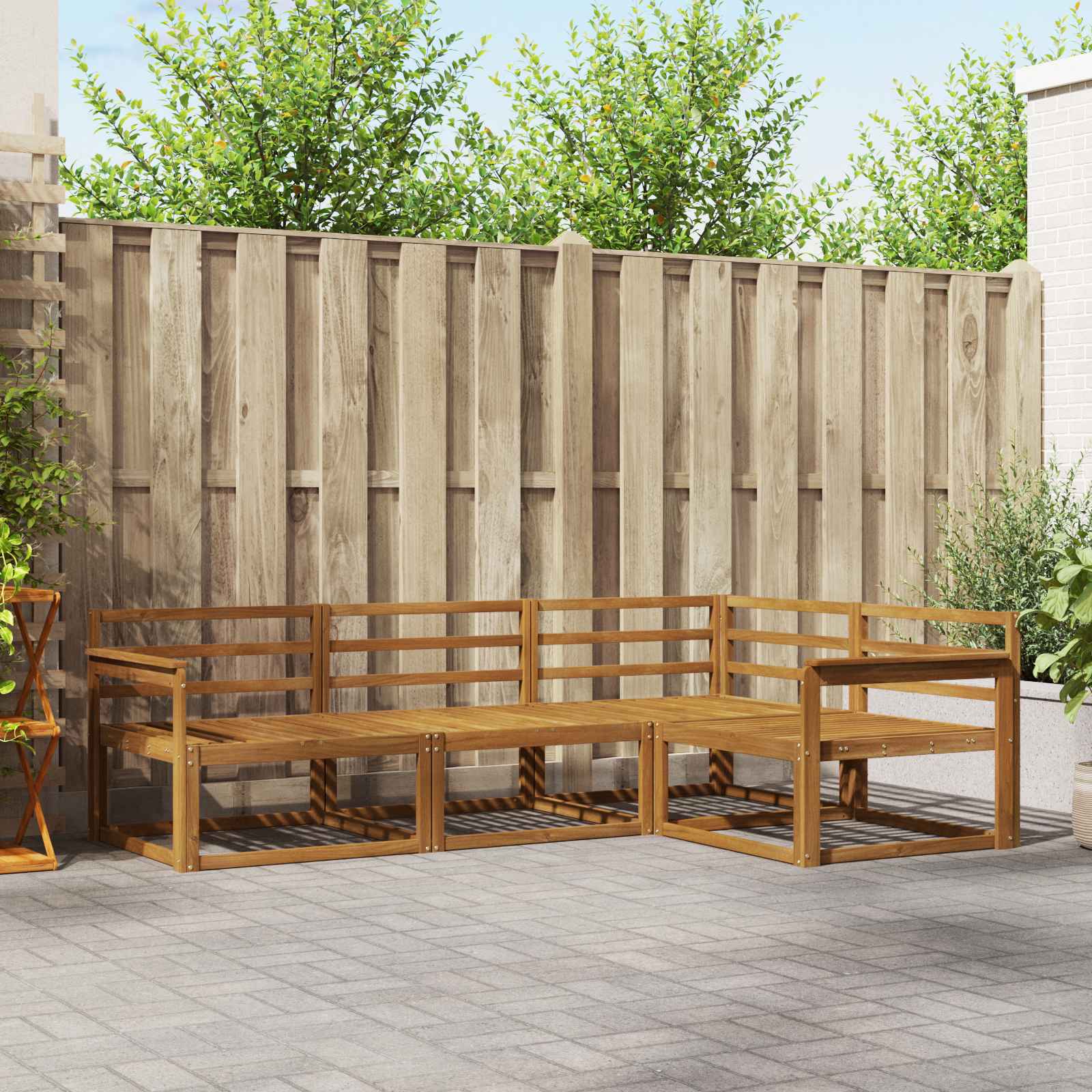 Buiten bankenset 4 pcs Naturel Massief Acaciahout image 1