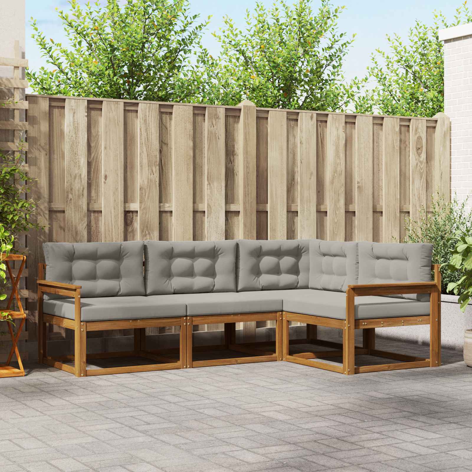 vidaXL Set de canapele de exterior 4 pcs Gri natural și deschis