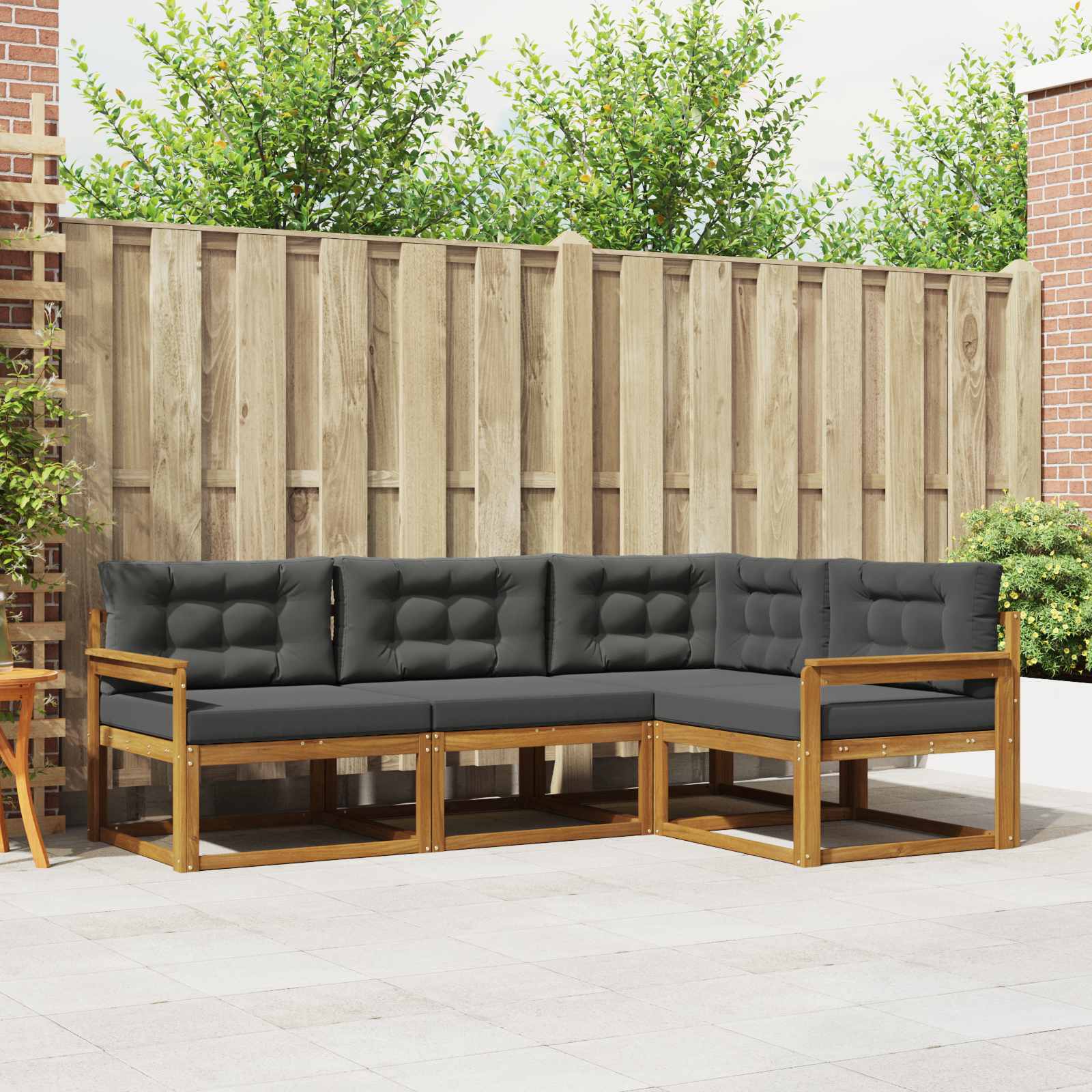 vidaXL Set de canapele de exterior cu pernă 4 pcs Natural și Antracit