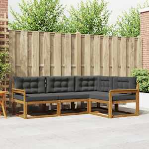 Zunanja garnitura za sedenje 4 pcs Naravna in antracitna