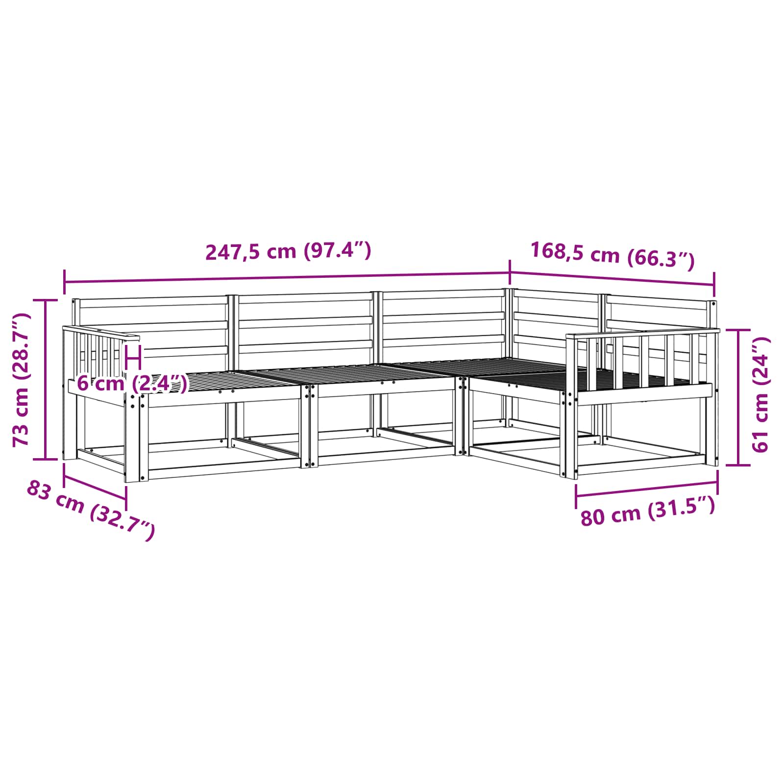 Buiten bankenset 4 pcs Naturel Massief Acaciahout image 6