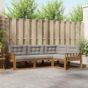 Zunanja garnitura za sedenje 4 pcs Naravna in svetlo siva