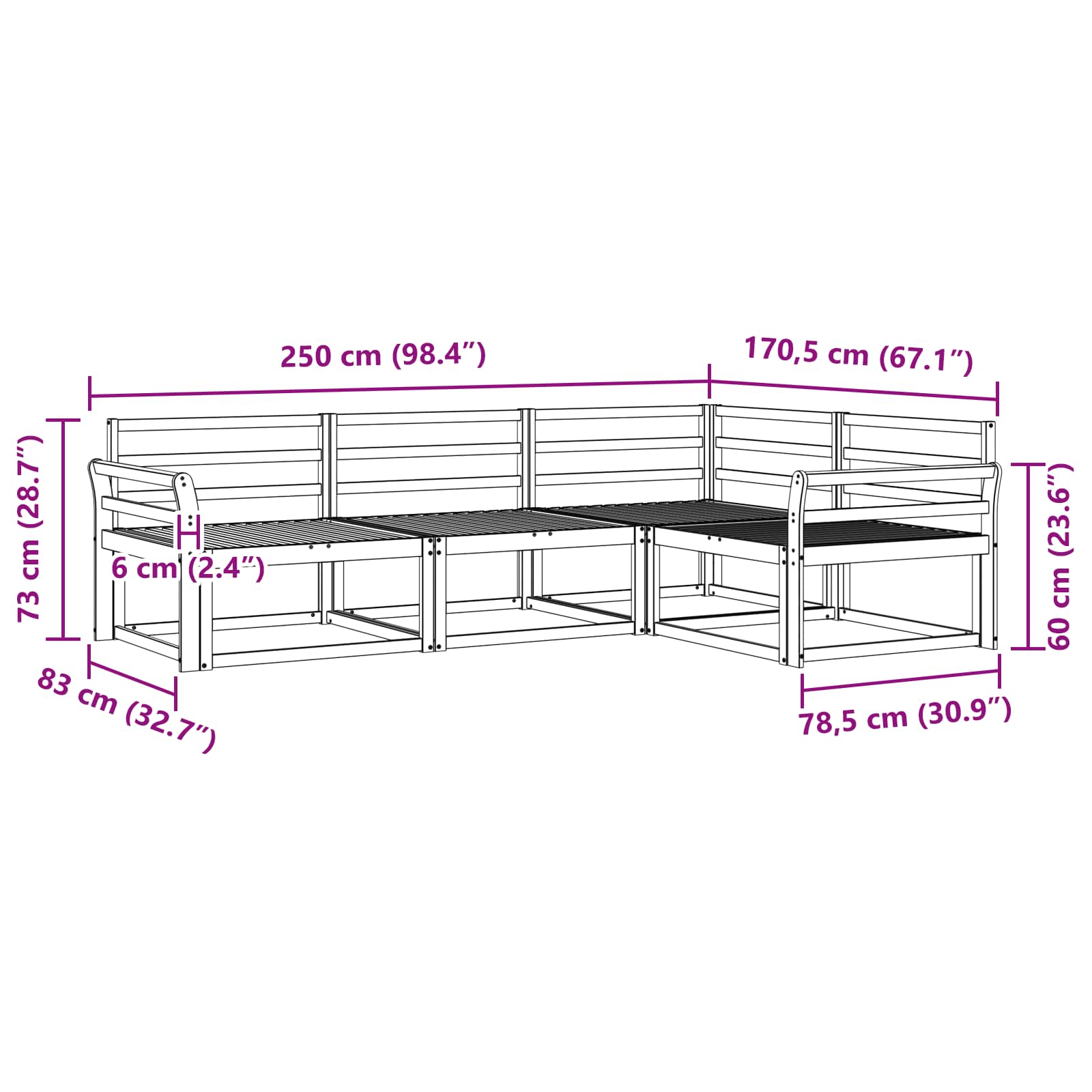 Buiten bankenset 4 pcs Naturel Massief Acaciahout image 6