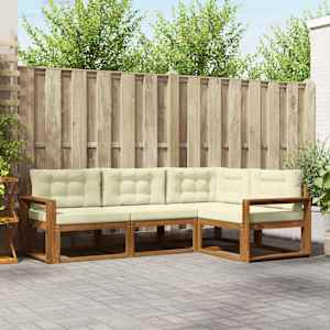 Zunanja garnitura za sedenje z blazino 4 pcs Naravna in smetana