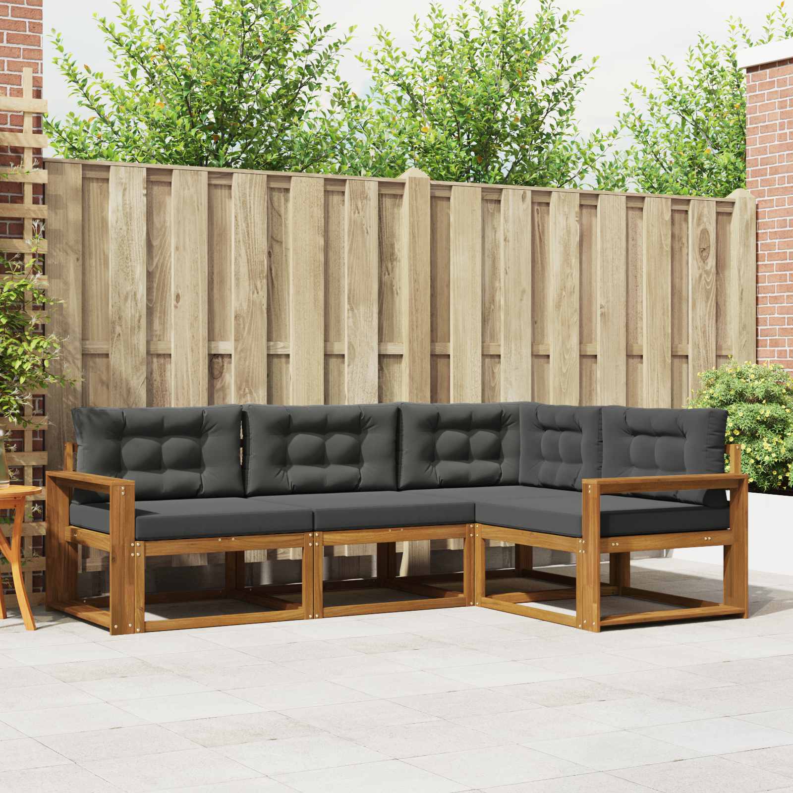 vidaXL Set de canapele de exterior cu pernă 4 pcs Natural și Antracit