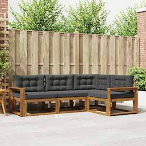 Zunanja garnitura za sedenje 4 pcs Naravna in antracitna