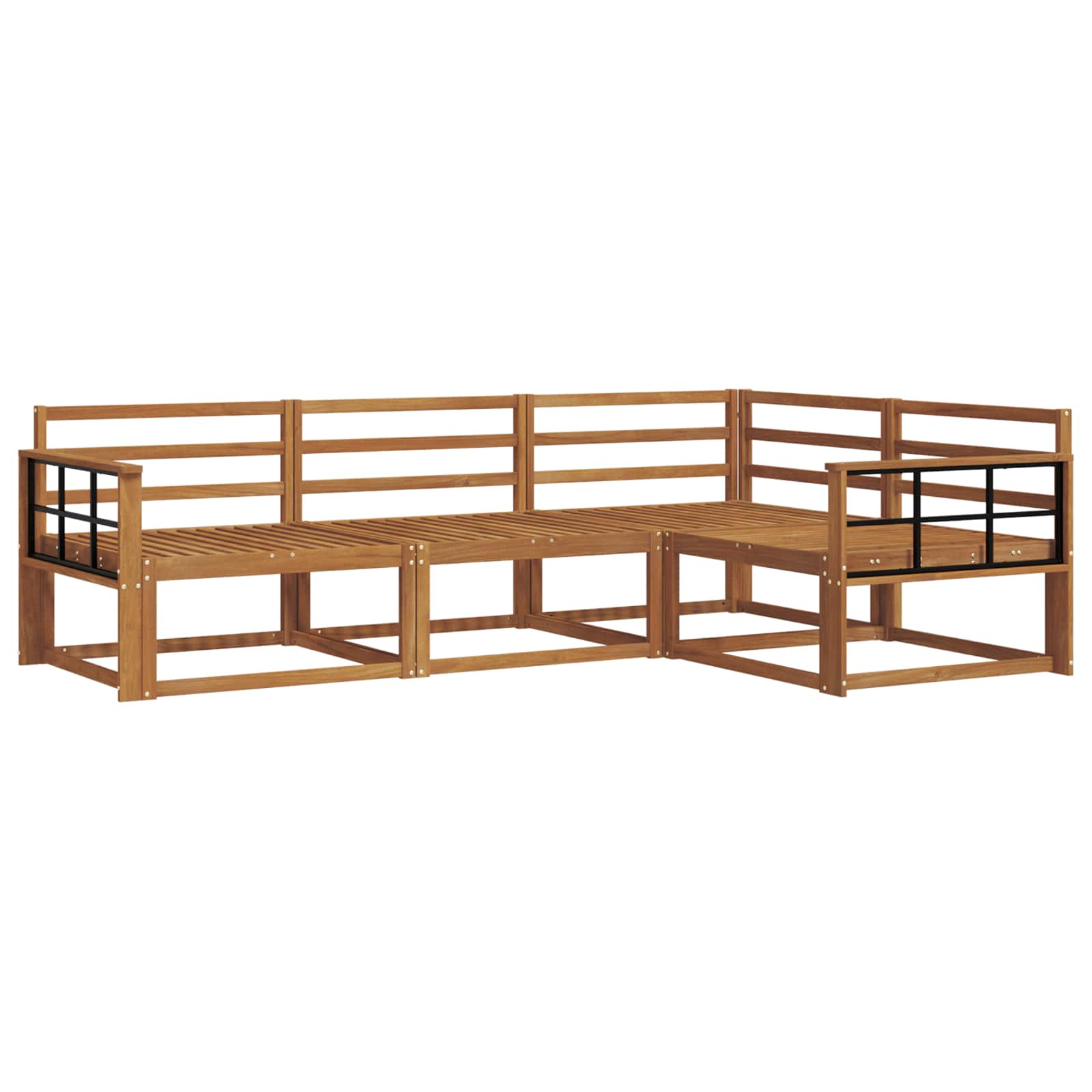 Buiten bankenset 4 pcs Naturel Massief Acaciahout image 2